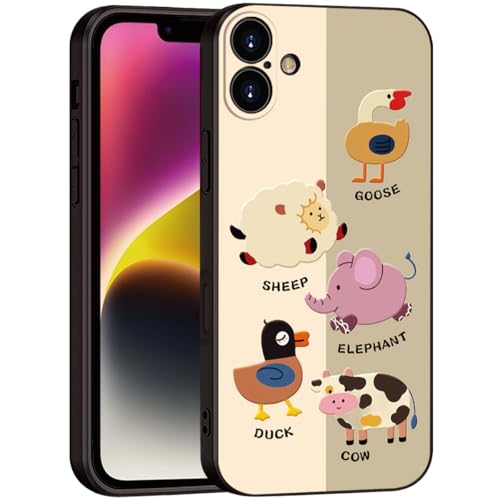Printed Cute Animal Patter for iPhone 16 Cute Girl Cartoon Case, Printed with a for Women Girls Variety of Cartoon Animal Pattern Design of Cell Phone Protective Cover (B2-Cartoon)