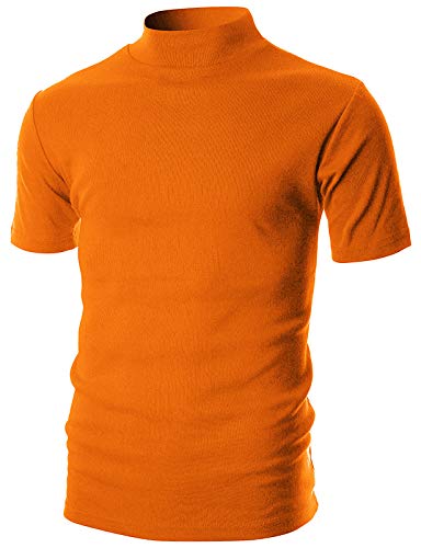 Ohoo Mens Short Sleeve Mock Turtleneck Basic Tops Lightweight Slim Fit Pullover Sweater