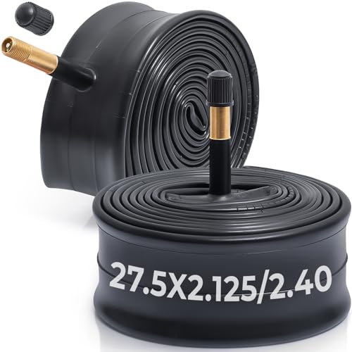 MetersGod 2本,27.5x2.125/2.25/2.35/2.40 自転車チューブ,27.5x2.125-2.40 自転車タイヤに対応,米式バルブ48mm,ブチルゴム,適用マウンテンバイク、クロスバイク、シティバイク,MGN019