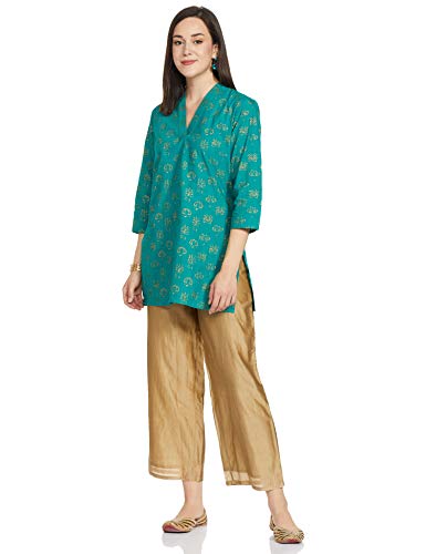 Image of ZEMYRA Women's Regular Kurta (AW20TUN1 Turquoise Green L