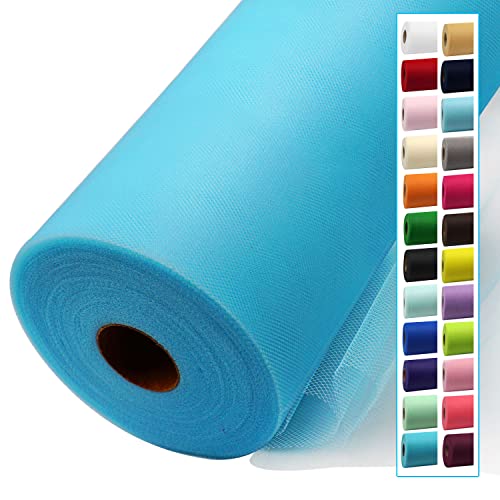 Image of Turquoise Tulle Fabric Rolls 54 Inch by 40 Yards Tulle Bolt Spool for Wedding Decorations DIY Tutu Baby Shower Table Skirt Ceiling Decor Birthday Party Craft Supplies