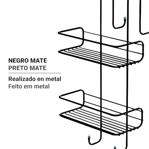 Serviteur de douche double noir mat à suspendre sans percer 49cm - 3