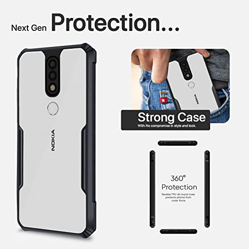 Image of Pikkme Nokia 6.1 Plus Back Cover | Crystal Clear Transparent Back | Ultra Hybrid | Full Camera Protection | Raised Edge | Bumper Back Case for Nokia 6.1 Plus (Black)
