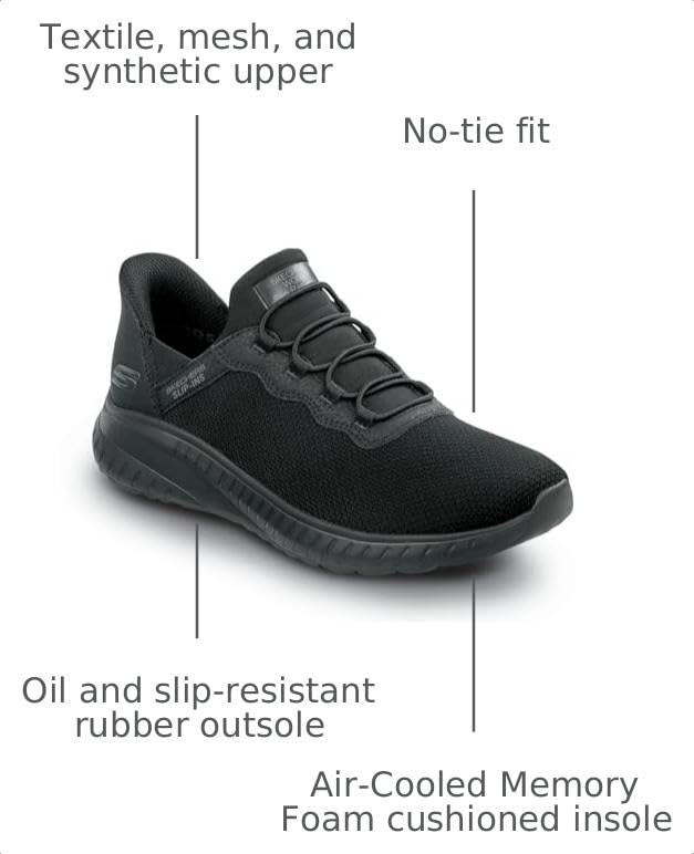Image of Skechers Womens Black Squad Chaos MaxTrax Soft Toe SRO Slip-On