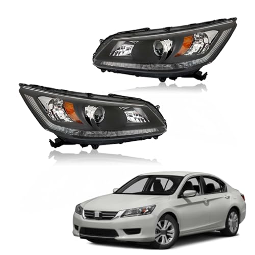 Silscvtt Headlights Front Head Lamps Replacement for Honda Accord 4-Door Sedan 2013-2015 Halogen w/o DRL Headlights Headlamps Pair Passenger Driver Side