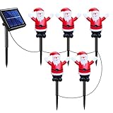 DUOLEIMI クリスマス ソーラーライト サンタクロース ガーデンライト 雪だるま 屋外 イルミネーション クリスマス飾り 庭 装飾 LED 置物ライト 埋め込み式 防水 雰囲気作り (サンタクロース5連)