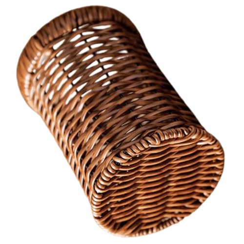 HEALEEP Organizador de Cubiertos Tejido a Mano, Cesta Multifuncional para Utensilios de Cocina, Porta Cubiertos de Imitación Ratán, Compacto y Práctico para Almacenamiento en Cocina