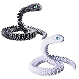 WUQIREN 2PCS 18'' 3D Printed Snake,3D Printed Animals,Like Movable Snake Realistic Slithering Design (Black and White)