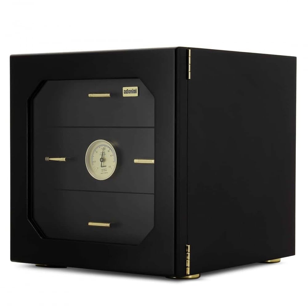 adorini Humidor Chianti armadietto Medio per sigari, in Cedro Spagnolo - con igrometro a Capello, Nero.