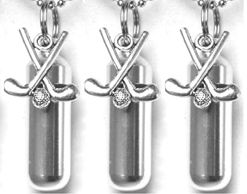 Special Set of Three Golf Club Cremation URN Keepsakes - Includes Velvet Pouches, Ball Chains, Fill Kit - Made in USA