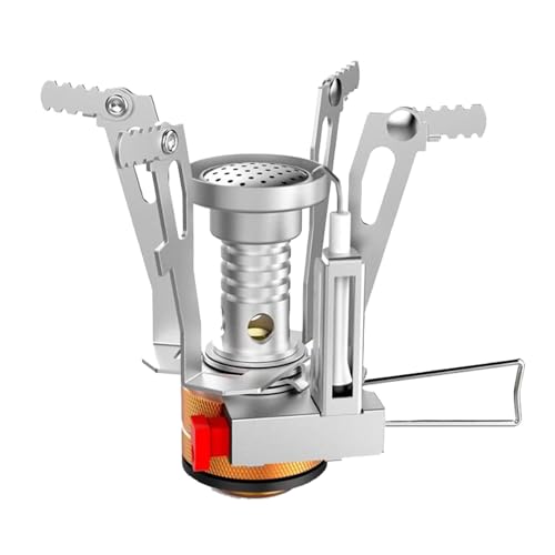 XDHLDULYK Camping Stove Portable Camping StoveWith Piezo Ignition Stable Support Wind-Resistance Mini Pocket Rocket Jet Boiler for Outdoor Camping Hiking Cooking (1PCS)