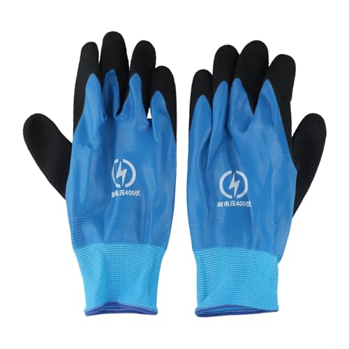 Guantes aislantes de 400 V, 1 par de guantes de trabajo aislados de goma para seguridad de electricistas, diseño de palma antideslizante, protección antigolpes eléctricos (1 par)