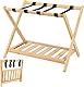 REDCAMP Holz Kofferständer Luggage mit Regal für zu Hause,Klappbarer Gepäckträger für Gästezimmer, Hotelzimmer 68 x 40 x 58 cm