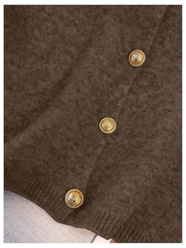 Image of RoseSeek Women's Button Down Sweater Vest Sleeveless Crewneck Knit Outerwear Old Money Knitwear