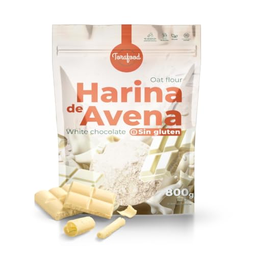 Harina de Avena Sin Gluten en polvo | Sabor Chocolate Blanco | 800G | Ideal para Tortitas de Avena | Rica en fibra | Contiene grasas saludables | Torafood