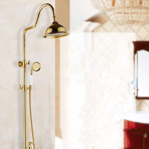 Mitigeur de douche durable contre le calcaire au design or et jade