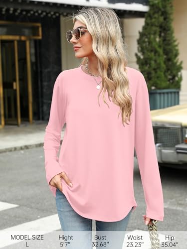 Image of Elesomo Womens Shirts Casual Crew Neck Short /Long Sleeve Tunic Tops