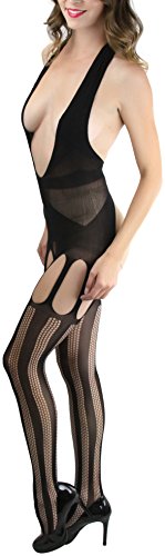 Image of ToBeInStyle Women's Bodystocking Bustier Garter Lingerie Suspender Thigh High Stockings
