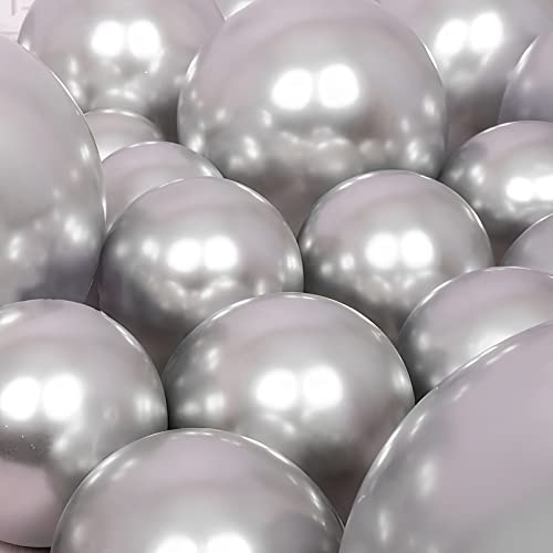 Image of Voircoloria 105pcs Metallic Silver Balloons 12inch Party Latex Balloons for Birthday Graduation Baby Shower Wedding Anniversary New Year Party Decorations