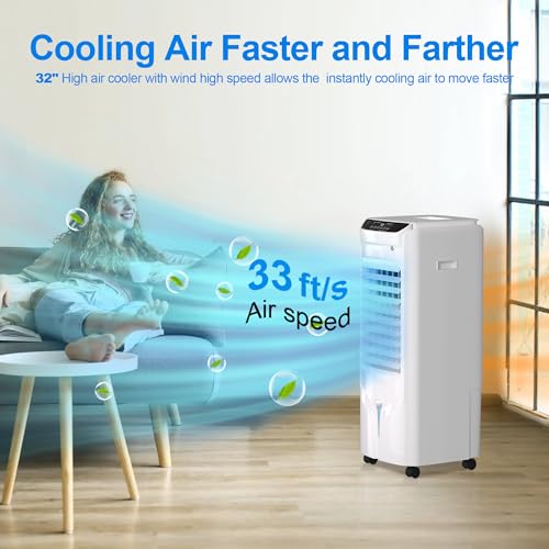 Uthfy HY-75R-72 Portable Air Conditioners, 32 Inch Swamp Cooler Evaporative Air Cooler With 4.2 Gal Tank, Remote, 120° Oscillation Cooling Fan thumb #1