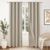 YoungsTex 100% Blackout Curtains 2 Panels - Linen Textured Black Out Curtains 84 Inch Long for Living Room Thermal Insulated Grommet Light Blocking Window Drapes for Bedroom, 52x84 Inch