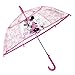 Transparent Regenschirm Minnie Mouse für Mädchen - Disney Stockschirm Pink mit Minni Maus für Kinder 4 5 6 Jahren - Kinderregenschirm Automatik für Kleinkind - Durchmesser 74 cm - Perletti (Rosa)