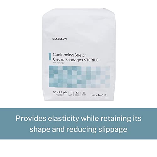 Mckesson Conforming Stretch Gauze Bandages, Sterile, 3 In X 4 1/10 Yd, 12 Count #TOP2