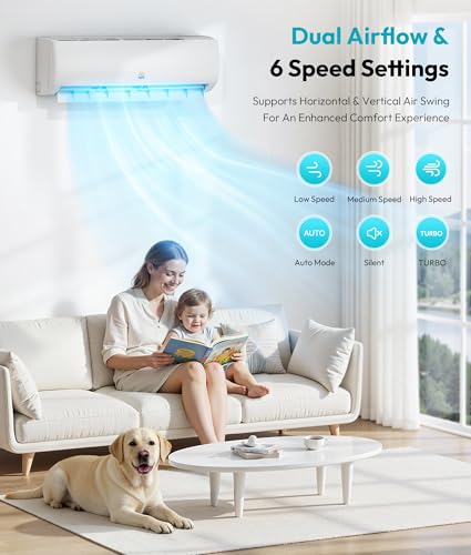 Image of Rellytech Mini Split Ac /Heating System, 11500 BTU Mini Split Air Conditioner Inverter with Heat Pump, 115V 17 SEER2 Energy Efficient Ac Units Up to 550 Sq.Ft, 24H Timer, Installation Kit