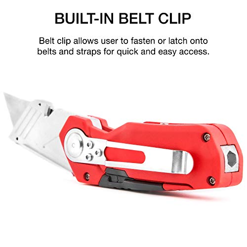 Image of NEIKO 00678A 4-In-1 Folding Utility Knife Box Cutter Knives & Wire Stripper, Tool Hex Bit Holder Utility Work Knife & Bit Storage, Carpet Knife, Heavy Duty Box Cutter, Great work knife for men & women