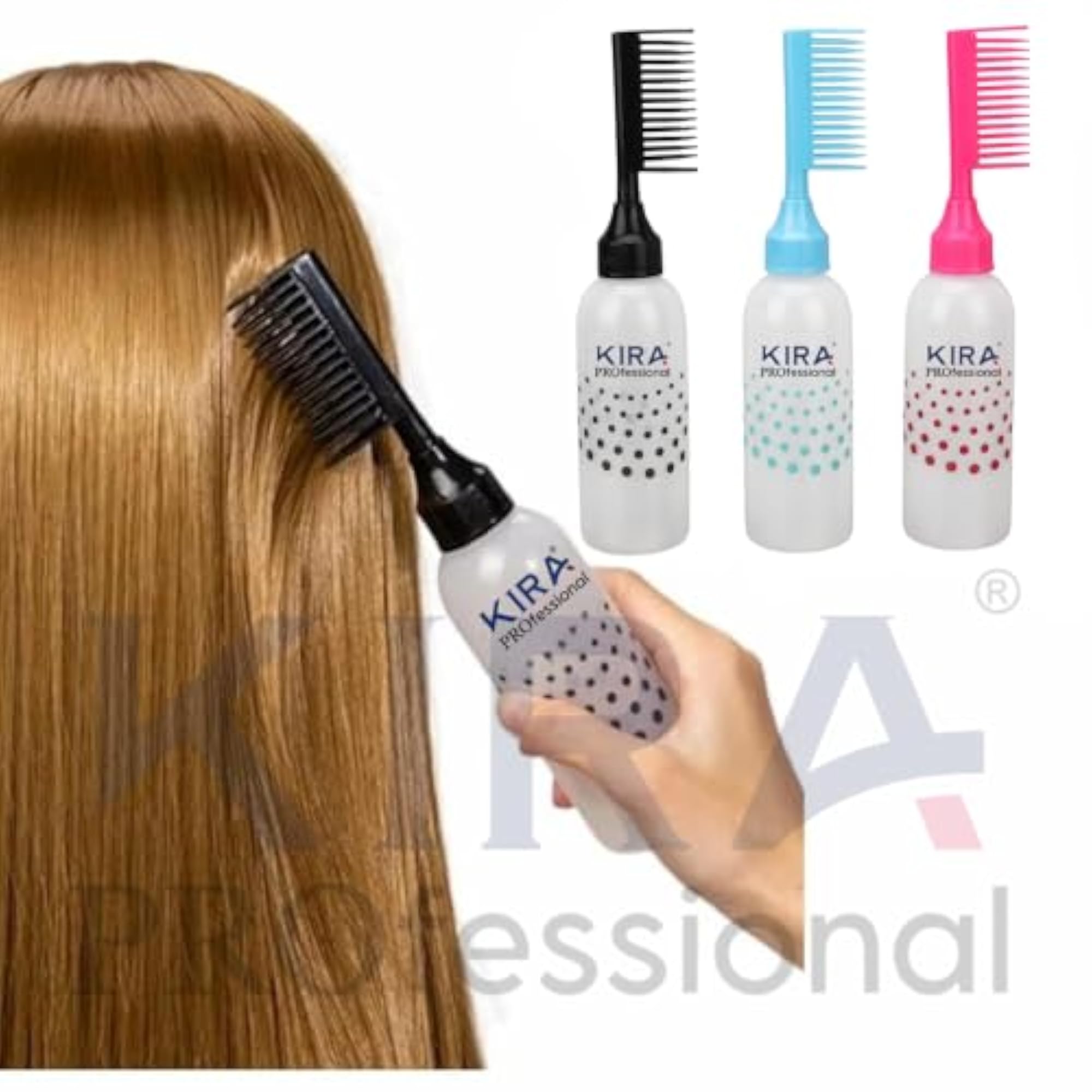 Hair Applicator Bottle with Comb and Cap for Liquid Application