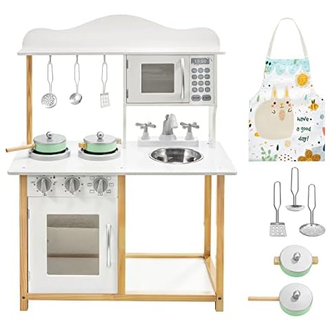 Mamabrum Wooden Kitchen Playset for Kids with Accessories, Wooden Toy Pretend Play Kitchen, Accessories Included, Kids Role Play, Little Chef Toy for Toddler Cover