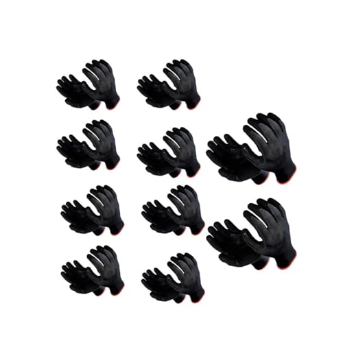 Image of Nylon Safety Hand Gloves For General Construction, Recycling, Agriculture, Handling Glass And Metal Sheet, Gardening- Black (10Pair)