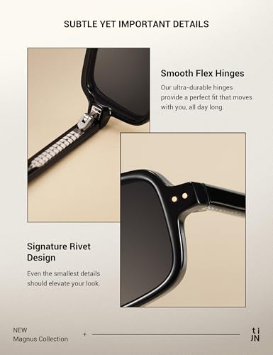 TIJN Retro Rectangular Sunglasses for Women,Vintage 90s Style,Trendy Lightweight UV Protection,Fashion Square Sunnies,Black