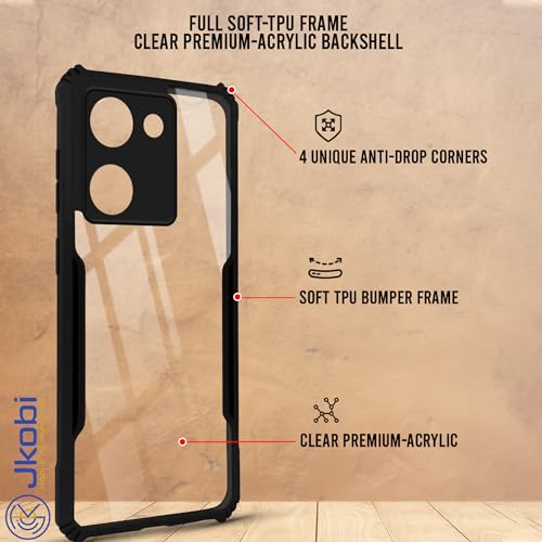 Image of Jkobi Back Cover Case for Vivo Y200 Pro 5G (Shockproof with Polycarbonate Clear Panel | Professional Black)