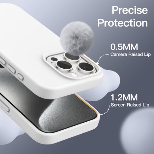 Image of JETech Silicone Cover Case for iPhone 15 Pro 6.1-Inch, Silky-Soft Touch Full-Body Protective Phone Case, Shockproof Cover (White)