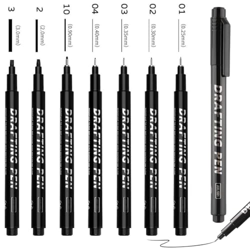 LACHT 7 Piezas, Rotuladores Negros, Dibujo, Rotuladores Punta