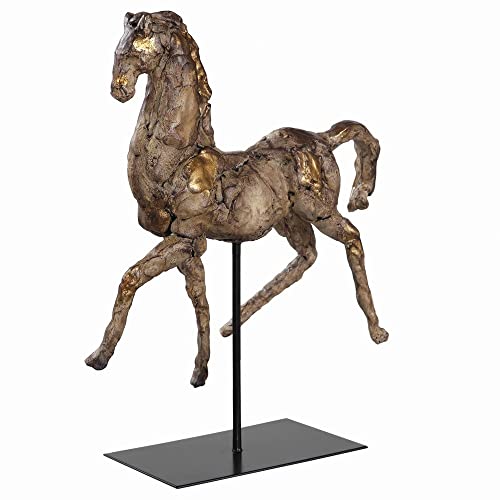 Caballo Dorado Escultura 16.5 in x 14 in x 5.13 in miniatura 4