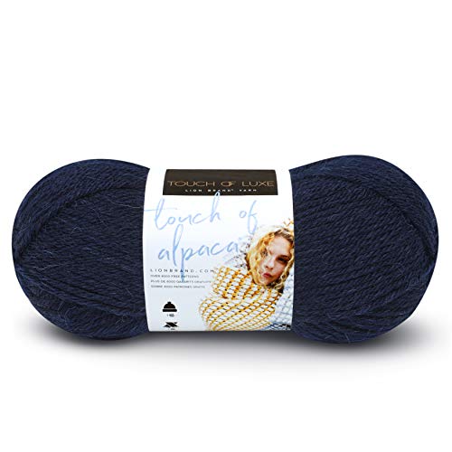 Lion Brand Hilos 674u00a0u0096u00a0110u00a0Touch de Alpaca, acrílico, Azul Marino, 20,32u00a0x 7,62u00a0x 7,62u00a0cm