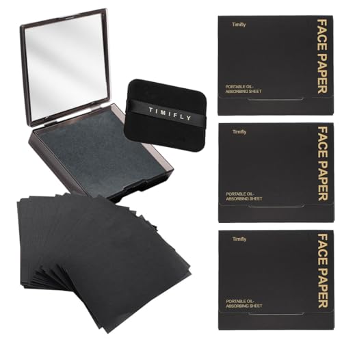 500 Hojas de Papel Absorbente Facial, Papel Absorbente de Aceite Facial de Carbón de Bambú con Funda de Espejo, Papel Matificante Facial para el Cuidado de la Piel Grasa