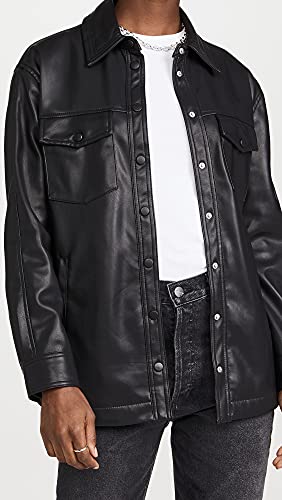 [BLANKNYC] Womens Women's Black Vegan Leather Shirt Jacket2