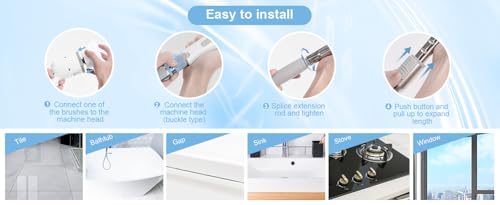 Image of Electric Cleaning Brush, Cordless Electric Spin Scrubber with Long Handle, 3 Brushes, 5 Cleaning Pads, Portable Charging Base