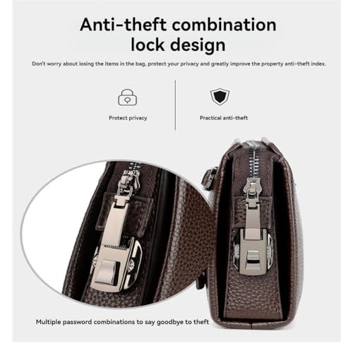 Large capacity Multi-functional PU leather male business fashion anti-theft combination password lock wallet for man,Brown3