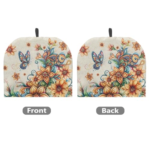 Image of Vintage Floral Butterfly Teapot Cozy Tea Cozies Double Insulated Keep Tea Warm Tea Pot Cozies Teapot Dust-Proof Cover Perfect for a Traditional English High Tea Experience