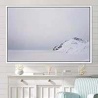 Framed Canvas Wall Art Snow Mountain Cool Expressive Farmhouse/Country Landscape Mountain Top Multicolor Photography Portrait Realism - 16x24 inches