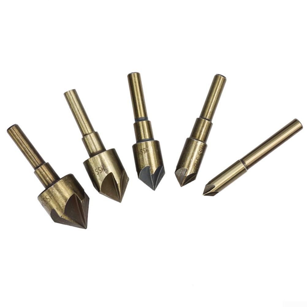 Precision Cutting 5pcs HSS Countersink Drill Bit Set, 82 Degree Point Angle