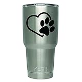 DD099 2-Pack Puppy Love Paw Print Decal (Decal ONLY Cup NOT Included)| 3-Inches | Premium Quality Black Vinyl | Camping Tumbler Decal…