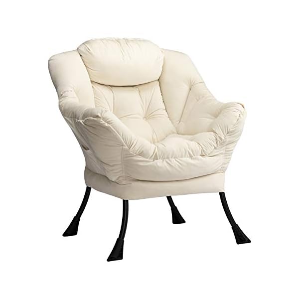 AbocoFur Modern Large Fabric Lazy Chair, Accent Contemporary Lounge Chair, Single Steel Frame Leisure Sofa Chair with Armrests and A Side Pocket