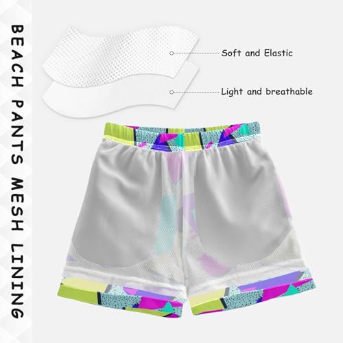 Boccsty Retro 80s 90s Pattern Boys Swim Trunks Baby Kids Swimwear Summer Toddler Beach Board Shorts Bathing Suit 2T-XL4