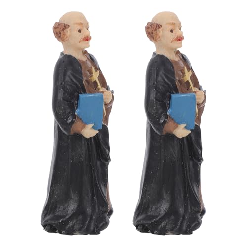 Figurines de prêtre en résine : lot de 2 statues miniatures de bénédiction