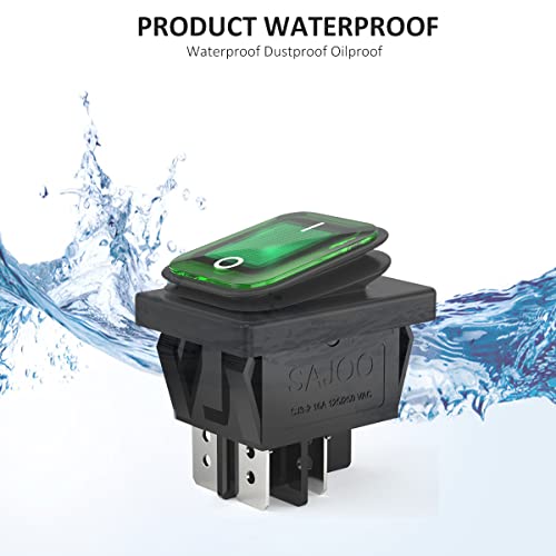 Diyhz 2Pcs Ac 16A/250V 20A/125V 2 Position On/Off Waterproof Boat Rocker Switch With Green Indicator Light #TOP2
